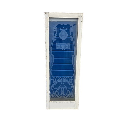 Plato de cristal antiguo francés de estilo Art Nouveau procedente de un café de principios del siglo XX.