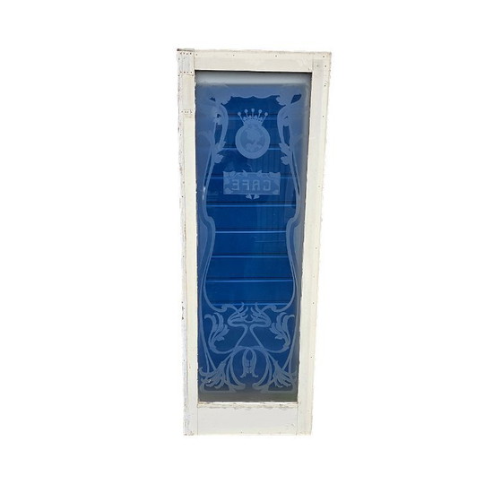 Image 1 of Plato de cristal antiguo francés de estilo Art Nouveau procedente de un café de principios del siglo XX.