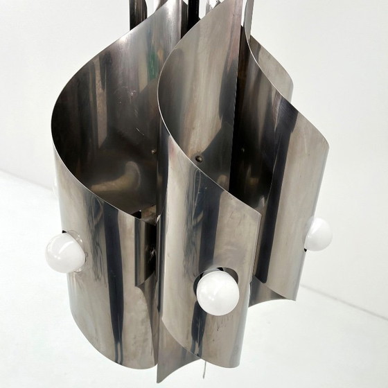 Image 1 of Spiralförmiger, verchromter Kronleuchter im Weltraum-Stil, 1970er Jahre