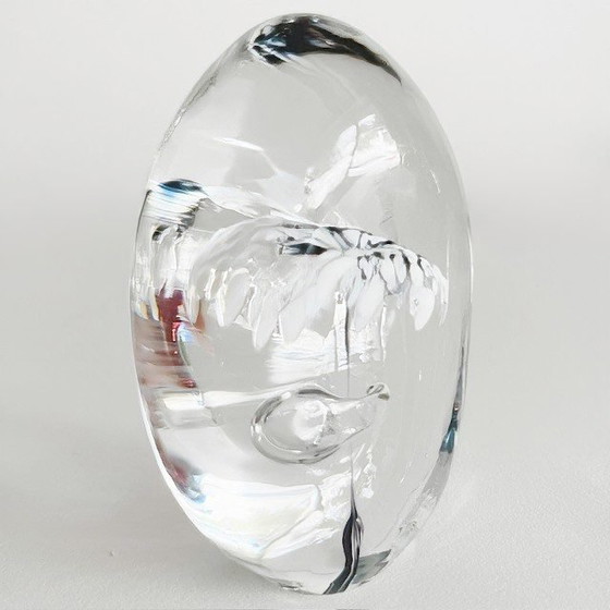 Image 1 of Daum Fermacarte in vetro di cristallo Fiore di vetro bianco e nero