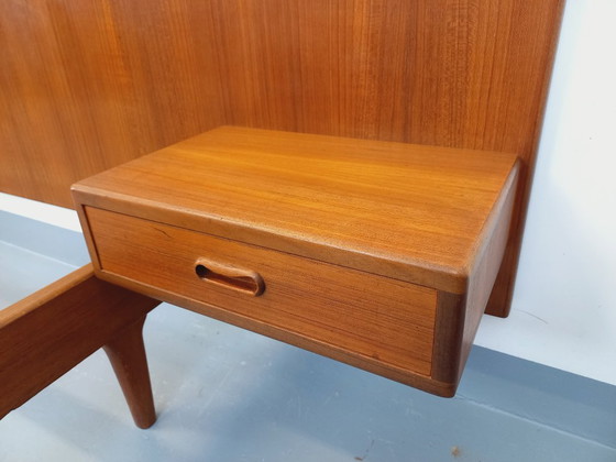 Image 1 of Vintage Scandinavian teak double bed from the 1960s with integrated bedside tables