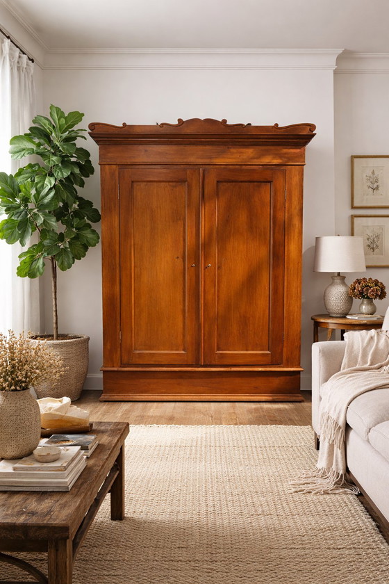 Image 1 of Antieke eikenhouten Louis Philippe kledingkast (1840-1880)