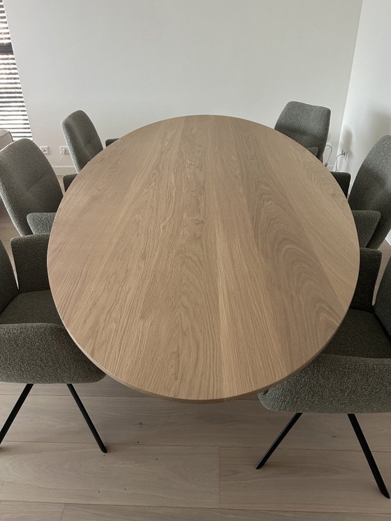 Image 1 of Piano del tavolo ovale, rovere massello, spazzolato, 280x120