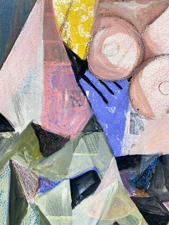 Image 1 of Dipinto espressionista ed erotico di N. Boéri Véfour. Francia, anni '90