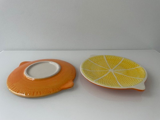 Image 1 of Assiettes en céramique ensoleillées sur le thème des agrumes - de joyeux accroche-regards !
