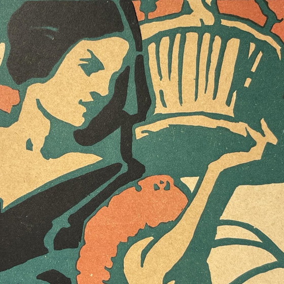Jugendstil Kaufen Sie die Blume der diskreten Hilfe Lithographie Poster von Émile Berchmans für La Meuse, (photo 2 of 12)