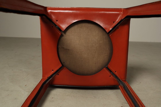 Image 1 of Set of Four CAB 412 Chairs by Mario Bellini, Red Saddle Leather, Italy