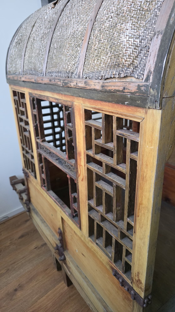 Image 1 of Antica portantina cinese palanchino con ruote, circa 1900