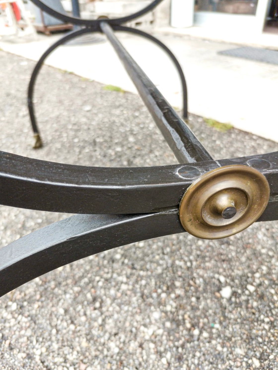 Wrought Iron Coffee Table with Marble Top, Italy 1980s – Brass, Vintage (photo 7 of 8)