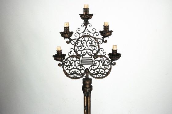 Image 1 of Zeldzame Italiaanse brutalistische vloerlamp van Longobard. Italië, jaren 70.