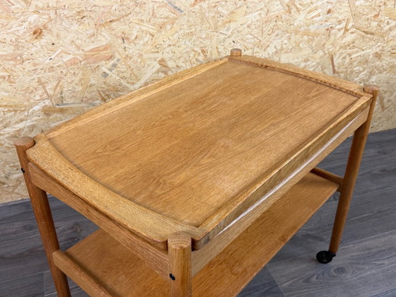1960s/70s Oak Serving Trolley with Tray by Poul Hundevad, Denmark – Bar carts, Wood (photo 5 of 17)