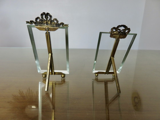 Image 1 of Set of 2 photo frames, Napoleon III, brass and beveled glass