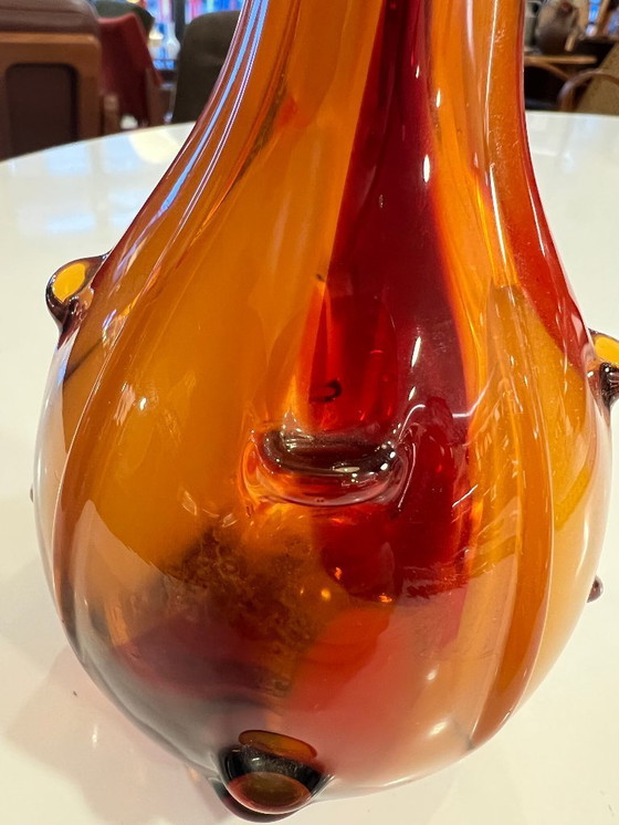 Image 1 of Vaso vintage Aseda | vetro svedese anni '60 | arancio-marrone | soffiato a bocca