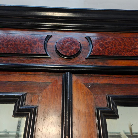 Image 1 of Vintage antieke kledingkast garderobekast kleerkast spiegelkast demontabel