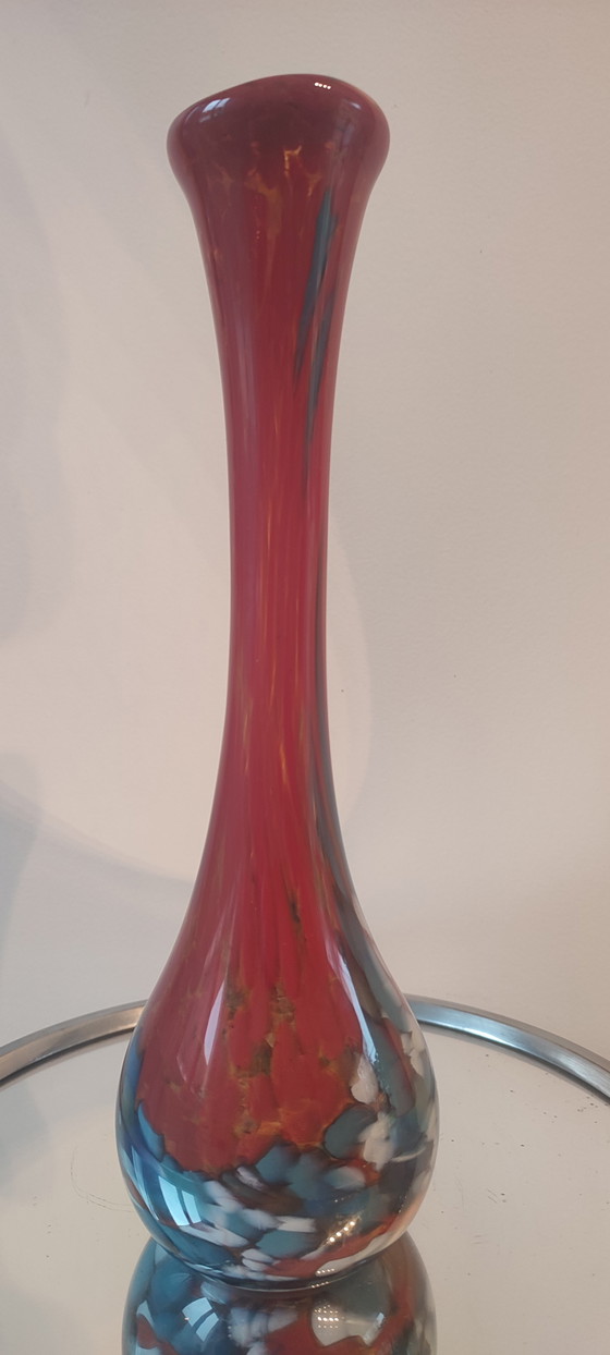 Image 1 of Blown glass soliflore vase ("Spatter Glass") from the 1960s-70s
