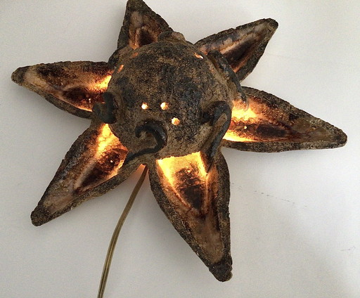 Vintage Brutalist Wall Lamp, Sun, Flower, Star