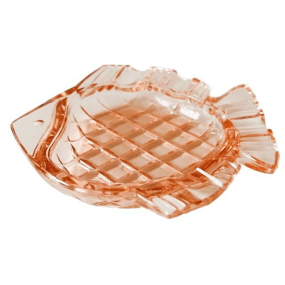 Image 1 of Cendrier/boîte à bijoux en verre rose style milieu du siècle, en forme de poisson, Rosaline, années 1970