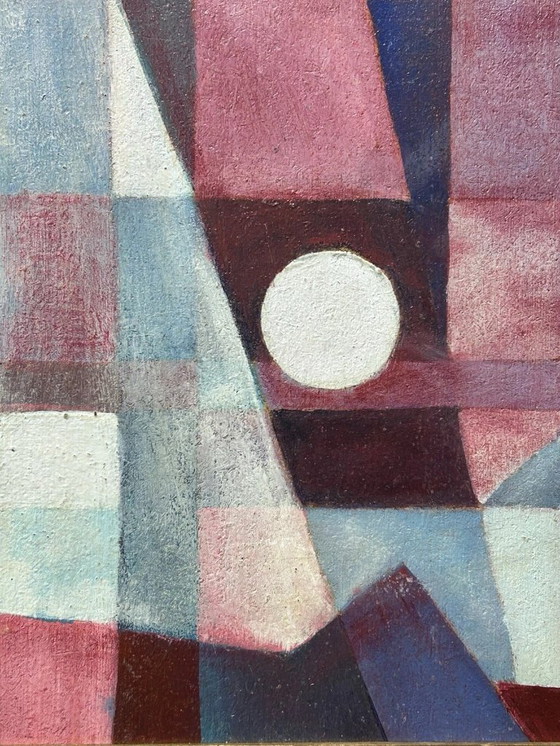 Image 1 of Origineel abstract olieverfschilderij uit 1970, ingelijst.