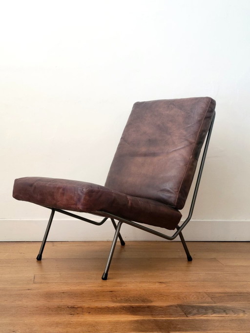 Koene Oberman fauteuil voor Gelderland in leer en staal, Nederland, jaren ’50 – Leather, Metal