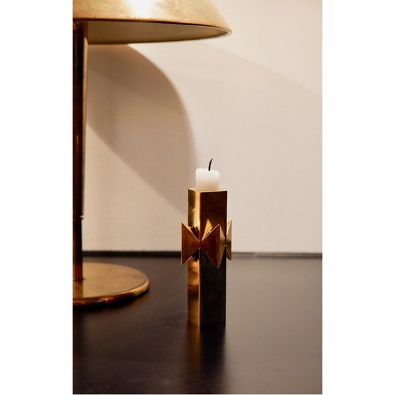 Image 1 of Vintage brass "Rosett" candlestick by Pierre Forsell for Skultuna, 1950