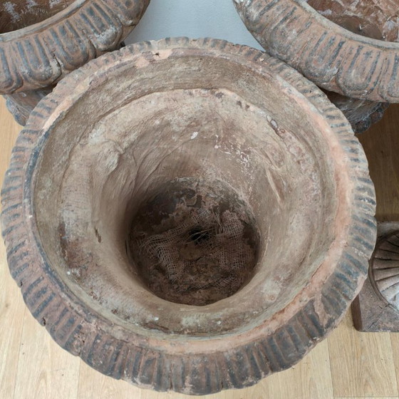 Image 1 of Set van 5 Vintage Franse tuinvazen bloembakken tuinvaas