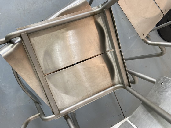 Image 1 of  Sillas de comedor arquitectónicas postmodernas de acero inoxidable, años 80, juego de 4