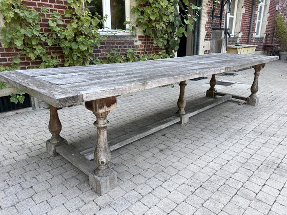 Grote Rustieke Tafel In Massief Hout – Overstock, Eettafels, Wood (photo 3 of 15)