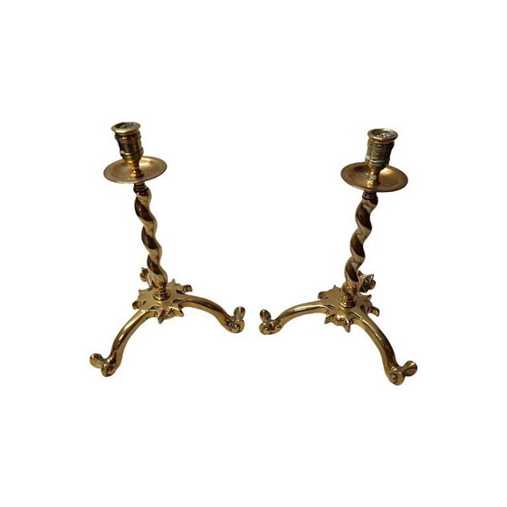 Image 1 of Candelieri in ottone in stile antico, metà del XX secolo