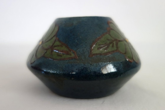 Art Nouveau ceramic Vase by Schlibs, France, 1920s, Blue, Vintage (photo 3 of 8)
