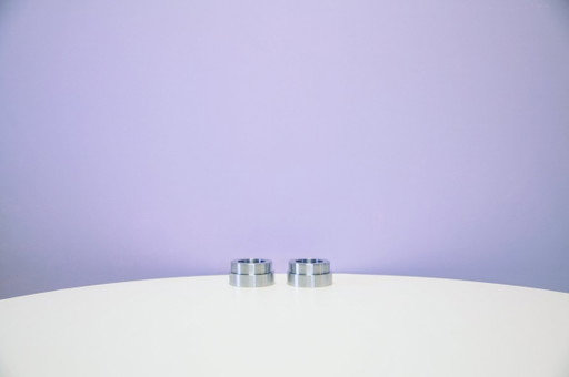 Vintage Set x2 Aluminium Kerzenhalter Menu