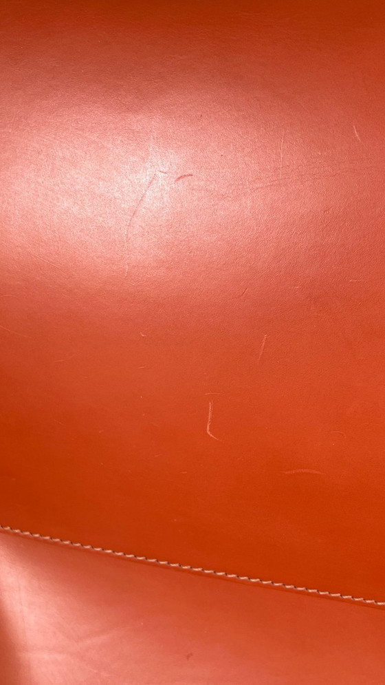 Image 1 of Giorgetti Progetti Set van twee fauteuils – Rood leer / Rood leer (2 stuks)