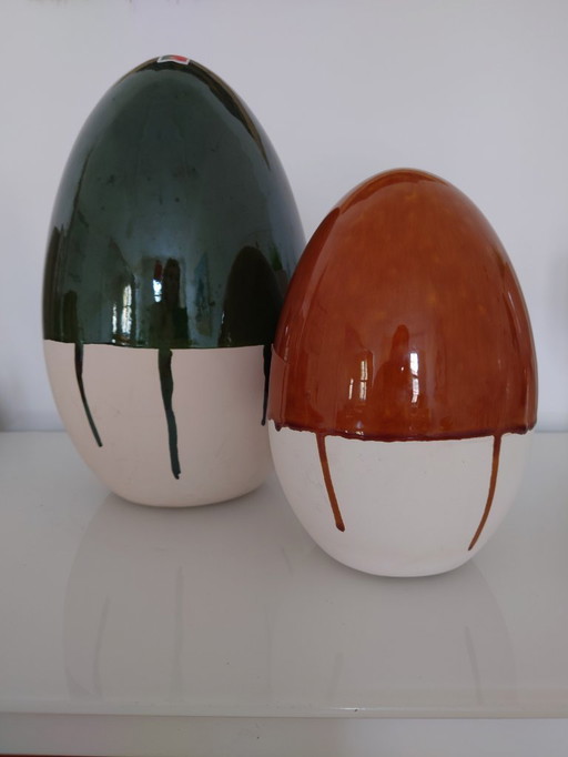 2x XL Portuguese Ceramic Eggs Westwing