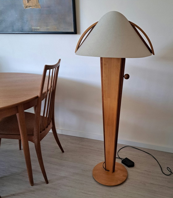 DOMUS 6306 Vintage houten vloerlamp – in hoogte verstelbaar – met voetdimmer – Duits design – Vloerlampen (photo 13 of 15)