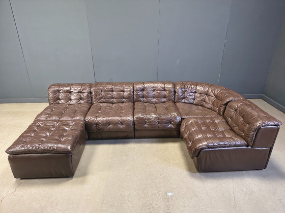 Image 1 of Canapé modulaire vintage en cuir patchwork DS11 de Desede, années 1960