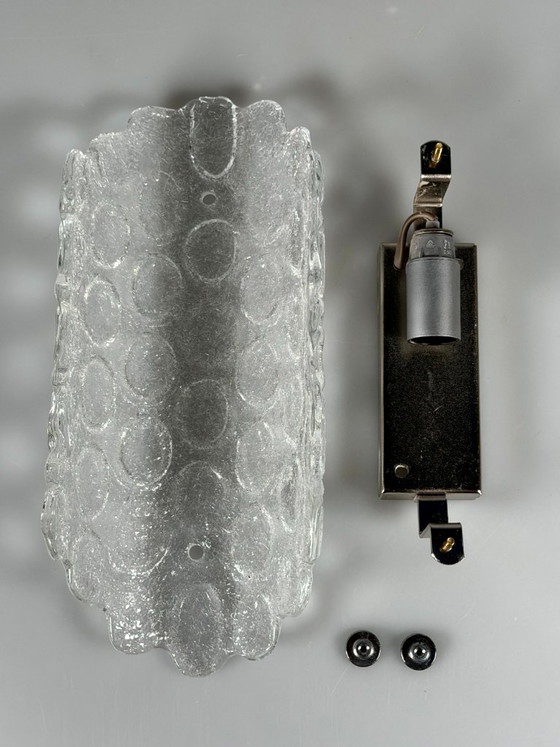 Jaren 60/70 wandlamp Fischer Leuchten Duitsland Wandkandelaar IJsglas Design – Wandlampen, Metal (photo 12 of 16)