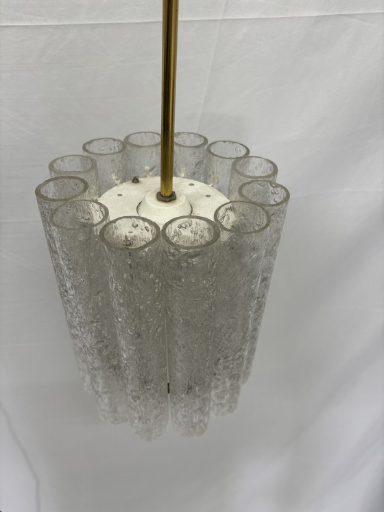 Image 1 of Suspension vintage Doria Leuchten tubes en verre glacé 1960/70
