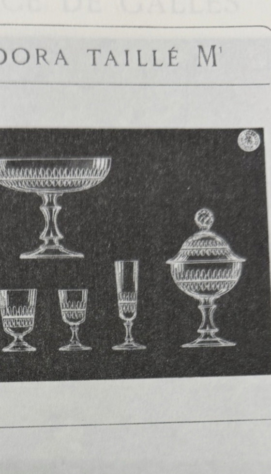 Image 1 of Set van 5 Val Saint Lambert Théodora kristallen champagneflutes – Antiek handgeslepen kristal, gedocumenteerd in de catalogus va