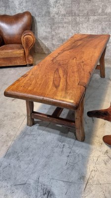 Image 1 of Vintage jaren 70 Brutalist coffee table salontafel uit Acacia hout