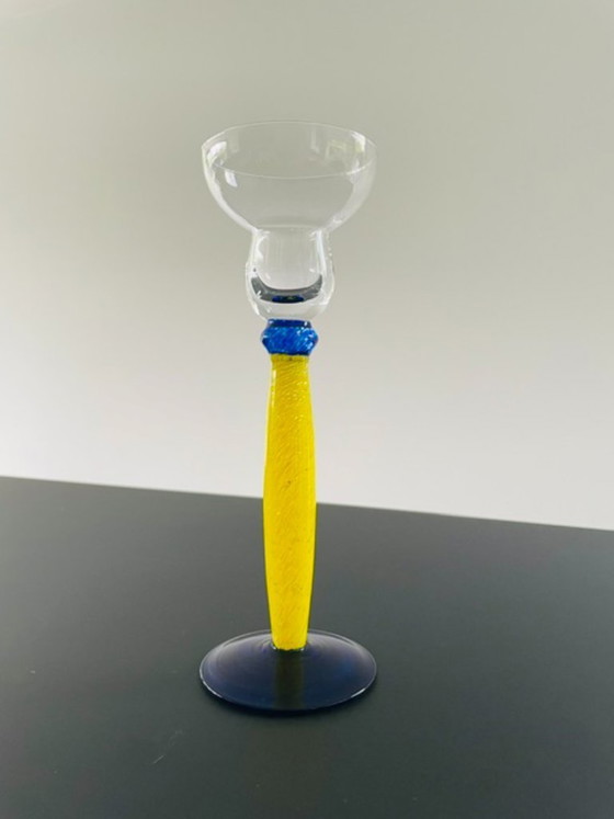 Image 1 of Candelabro vintage di design italiano in vetro Memphis x Murano.