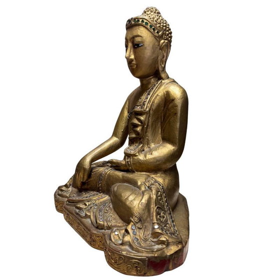 Buda Mandalay de madera dorada antiguo - Birmania - 35 cm - 2.6 kg – Esculturas, Wood (photo 8 of 10)