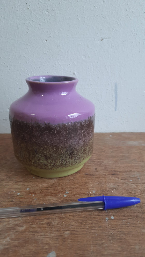 Image 1 of 1x Fat Lava vase, VEB Haldensleben, no. 3053, lgreen + lilac