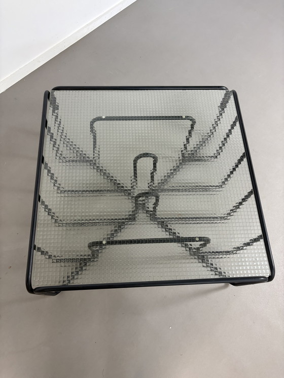Image 1 of Vintage buisframe salontafel met draadglas