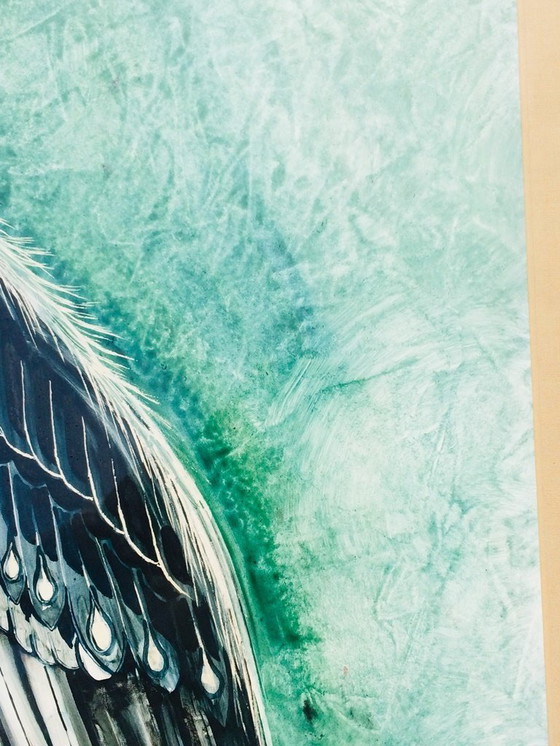 Image 1 of J. Vallès: ' Heron ' 70s Mixed media * 70s Vintage *