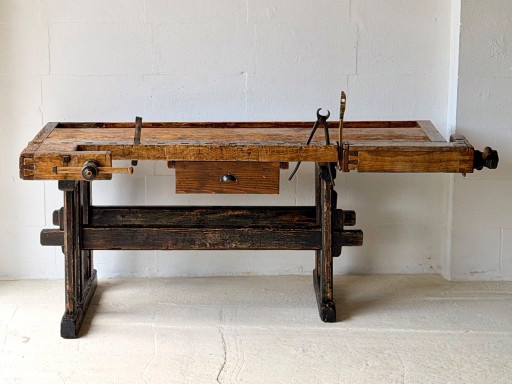 Établi de menuisier ancien en bois, années 1890 – decoratieve objecten, Wood (photo 2 of 21)