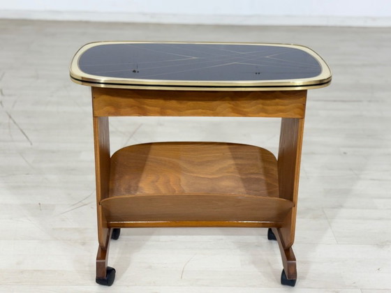 Image 1 of Salontafel uit het midden van de vorige eeuw, bijzettafel, opbergmeubel, tijdschriftenrek, vintage