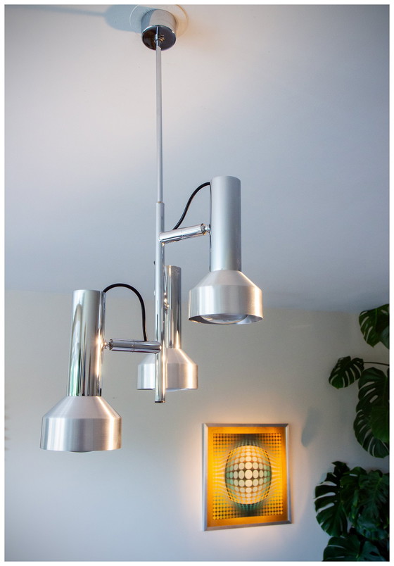 Image 1 of Design-Hängeleuchte space age 1970, 3 verstellbare verchromte Spots