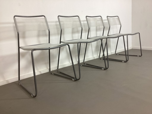 4 sedie impilabili vintage Ikea Melker Scoobidoe Spaghetti di Lisa Norinder