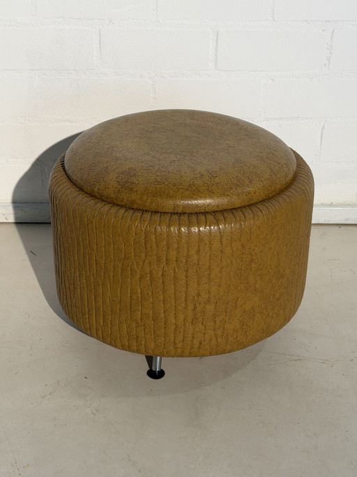 pouf vintage, table d'appoint – hockers en poefs, Metal, Skai (photo 2 of 8)