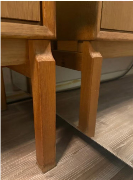 Meuble bar en bois avec porte abattante, marron clair, MTP, Vintage (photo 3 sur 7)