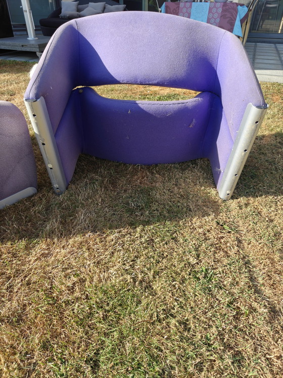 2x fauteuils Artifort F598 Groovy M bleu. Pierre Paulin – Aluminium, Textile (photo 4 of 6)
